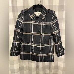 Coach Black and White Plaid Trench Coat